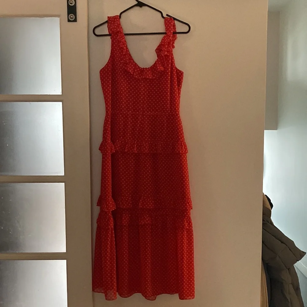 LOVERS + FRIENDS red polkadot maxi dress, size large - Picture 8 of 10